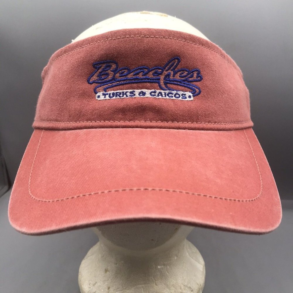TURKS & CAICOS ISLANDS Beaches Pink/Peach Caribbean Beach SUN VISOR Hat Cap
